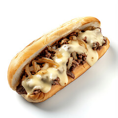 Cheesesteak Sandwich with Melted Cheese and Saut�ed Onions