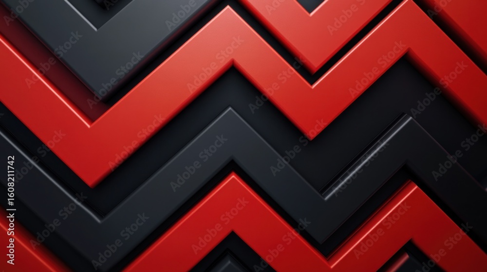 Poster a dynamic pattern of red and black zigzags creating a modern and geometric abstract background desig