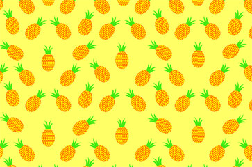 Seamless tropical pineapple pattern. Seamless pattern of pineapple fruit. Hand-drawn of pineapple illustration. Pineapple icons seamless pattern. 