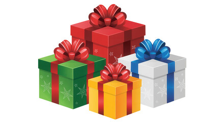 Vibrant gift boxes with festive bows, perfect for holiday promotions, seasonal sales, and cheerful event invites, adding a touch of joy and celebration