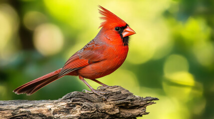 The Northern Cardinal is a vibrant songbird known for its striking red plumage and distinctive crest. Males are bright red, while females