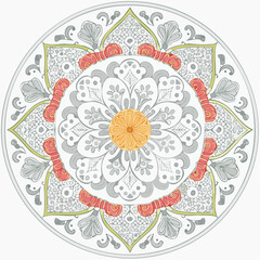 intricate floral mandala panel featuring concentric pocket depths, svg vector design