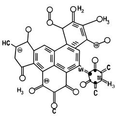 An intricate diagram showcasing the detailed structure of a chemical molecule with an artistic appeal. A deep dive into science and the beauty of its composition.