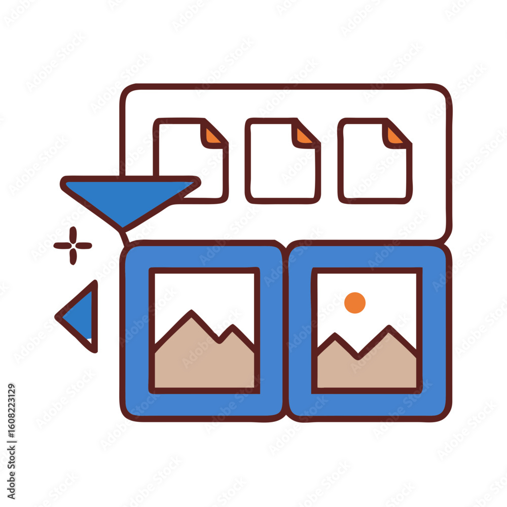 Fototapete icon representing a digital data organization and classification process. the image is visually appe