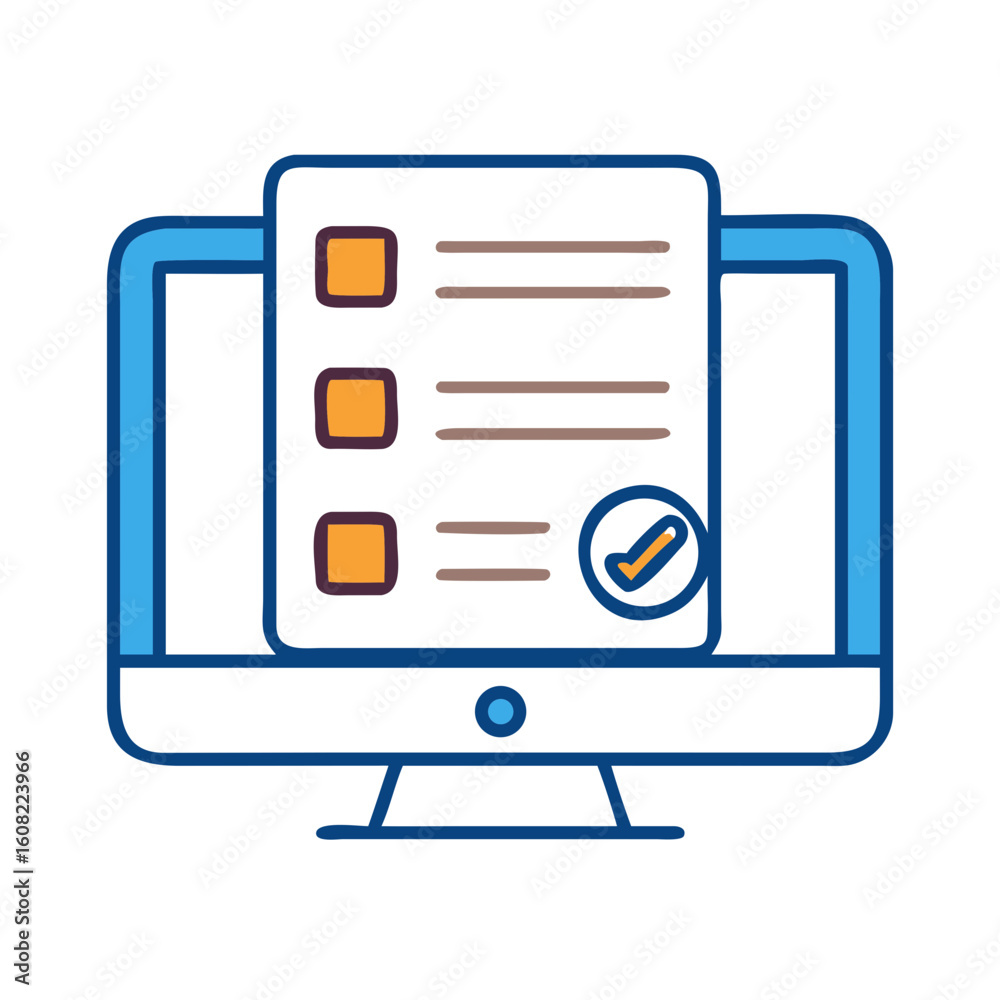 Poster a digital checklist displayed on a computer screen. illustrating a simple, clear, and clean design f