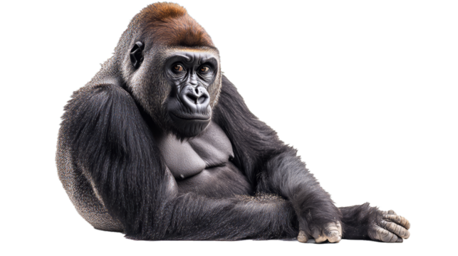 western lowland gorilla isolated on white background