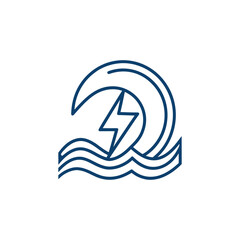 Wave and lightning bolt icon isolated on a white background