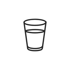 Simple outline drawing of a glass of water isolated on a white background