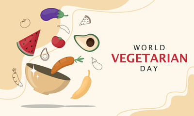 World Vegetarian Day Poster. Scattered vegetables