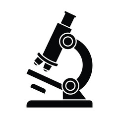 Simple black silhouette icon of a compound microscope