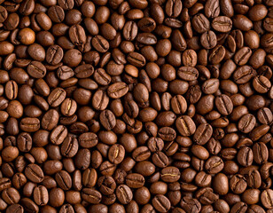 Fototapeta premium Closeup of Roasted Coffee Beans Background