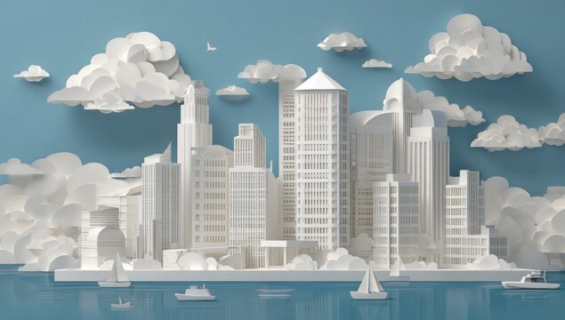 3D paper city scape