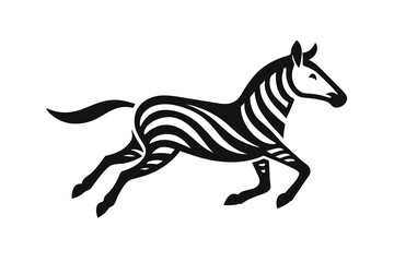 Solid black Zebra running animal vector design