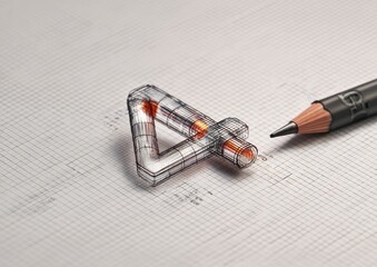 3D Number Four, Sketchy Background