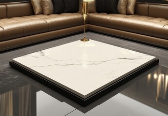 Obraz premium Elegant Living Room with Marble Table and Luxurious Sofa Seating
