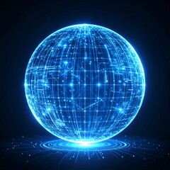Sphere of glowing digital network