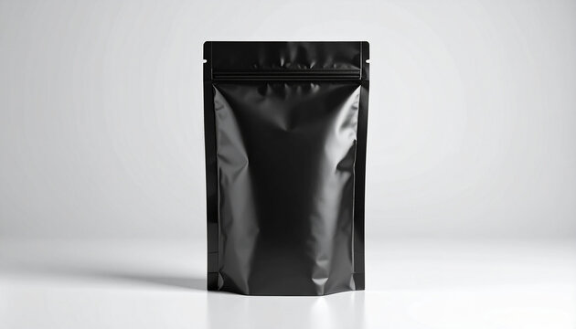 Black package, Product Packaging. Clean shot of an upright black product package, showcasing sleekness, design, and minimalist style. A modern depiction of product design for packaging and marketing.