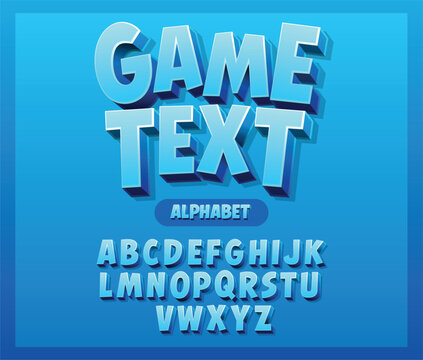 Blue 3D Cartoon Game Title Text Alphabet