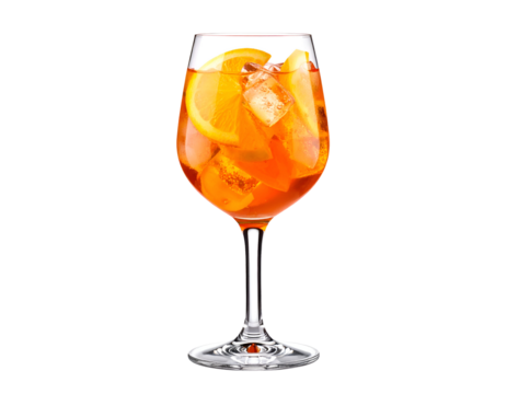 glass of lemon spritz cocktail isolated on transparent background