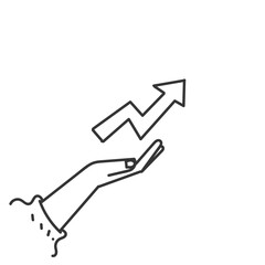 hand holding up arrow icon doodle drawing
