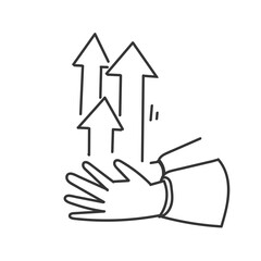 hand holding up arrow icon doodle drawing