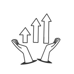 hand holding up arrow icon doodle drawing