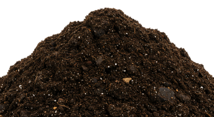 Pile of rich dark brown potting soil with perlite and organic matter