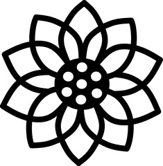 icon vector flower design, with various design shapes, with a hand drawn black outline style for summer and flower.