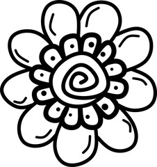 icon vector flower design, with various design shapes, with a hand drawn black outline style for summer and flower.
