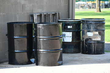Chemicals used for tennis court maintenance.