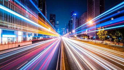 City street at night with light trails