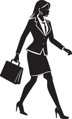 business woman walking pose silhouette vector, silhouette of a young woman full body