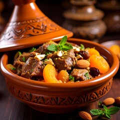 Spicy Moroccan stew in tagine (1)