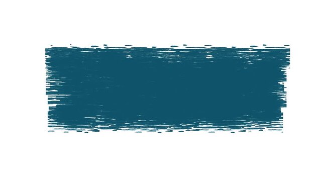 Brush stroke animation with teal blue textured rectangle on white background. Suitable for graphic design, presentations, business presentations, or as a digital backdrop.