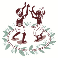 Obraz premium Children Dancing in Circle, Traditional Clothing