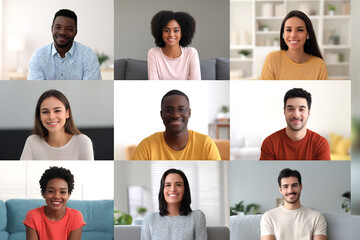 Multi-ethnic group in online discussion about global social justice