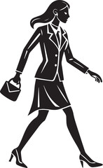business woman walking pose silhouette vector, silhouette of a young woman full body