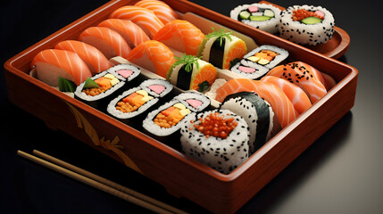 sushi and chopsticks