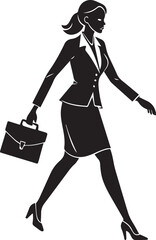 business woman walking pose silhouette vector, silhouette of a young woman full body