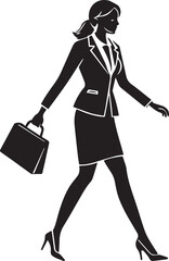 business woman walking pose silhouette vector, silhouette of a young woman full body