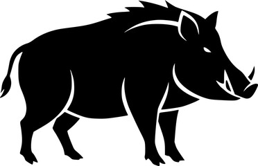 Obraz premium boar silhouette line art vector illustration with a white background 