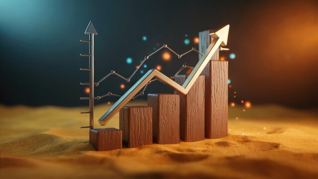 Dynamic financial chart showing upward growth trend for business success and investment potential now