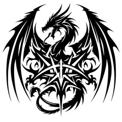 Black metal dragon silhouette