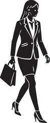 business woman walking pose silhouette vector, silhouette of a young woman full body