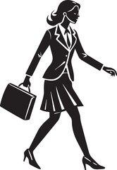 business woman walking pose silhouette vector, silhouette of a young woman full body