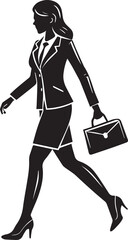business woman walking pose silhouette vector, silhouette of a young woman full body