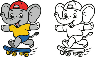 Elephant coloring pages for kids. Copy and color the elephant. Coloring page outline of an elephant. Elephant coloring worksheet.  Activity for Kindergarten and Preschool.