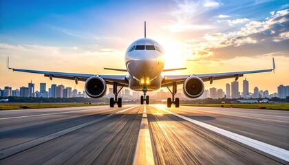 Parked commercial jet aircraft on the tarmac at an airport, ready for air travel and flight