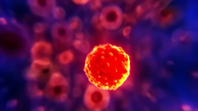 Red objects against purple background