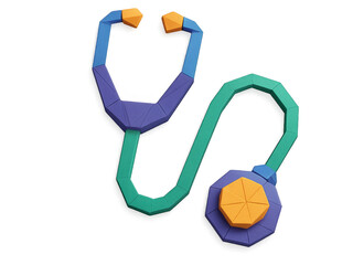 Origami paper stethoscope icon with clean, modern look and transparent background. Generative AI